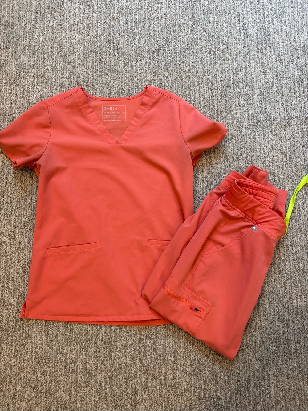 Figs Coral V-Neck Medical Scrub Top